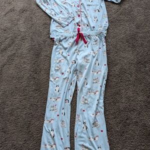 PJ Salvage Light Blue Pajamas with Animal Print